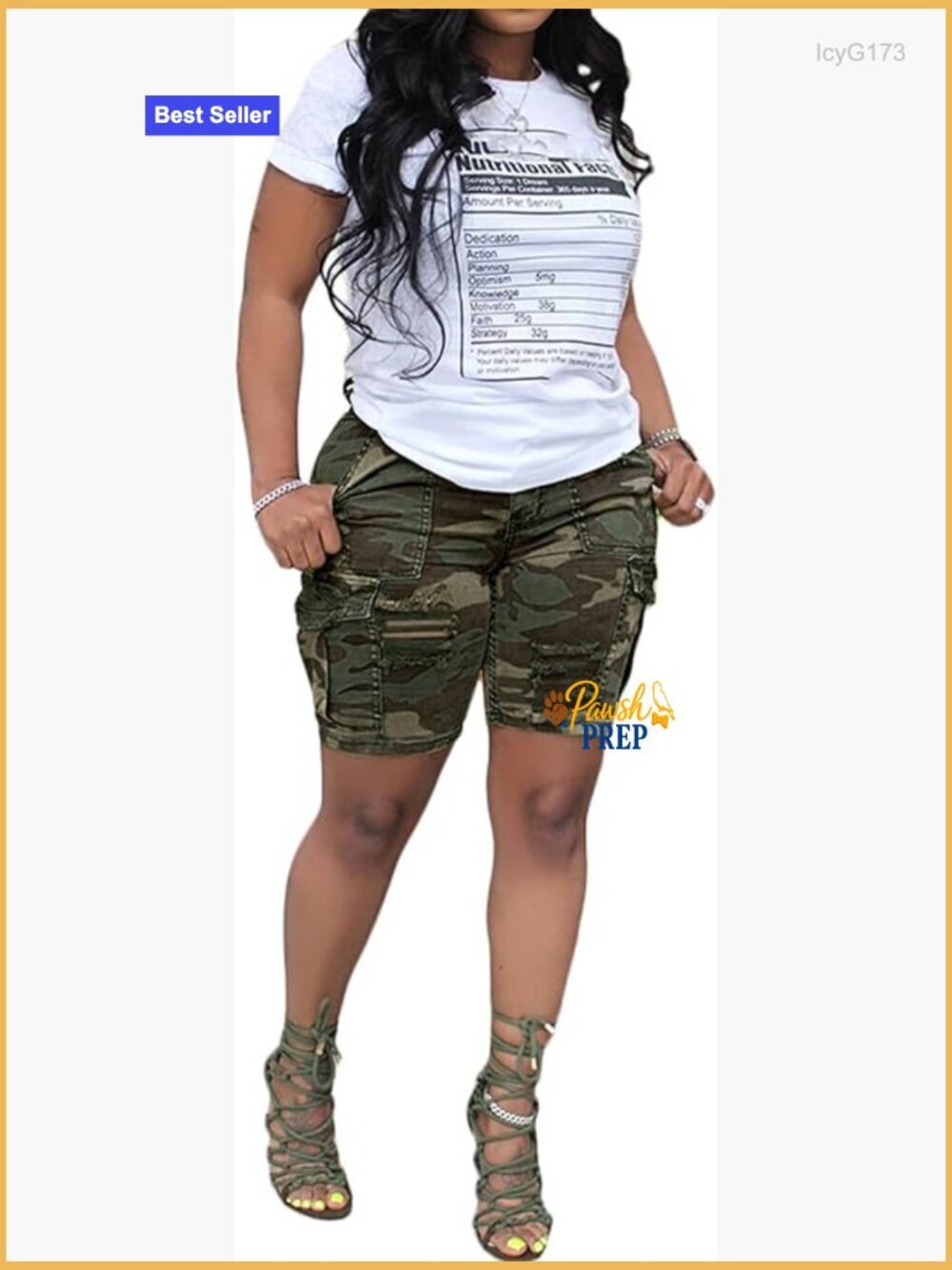 High Waist Camo Cargo Shorts with Pockets Plus Size